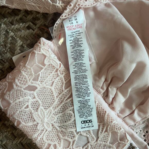 ASOS Luxe crochet sleeve crop top Sz 6 - Picture 2 of 6